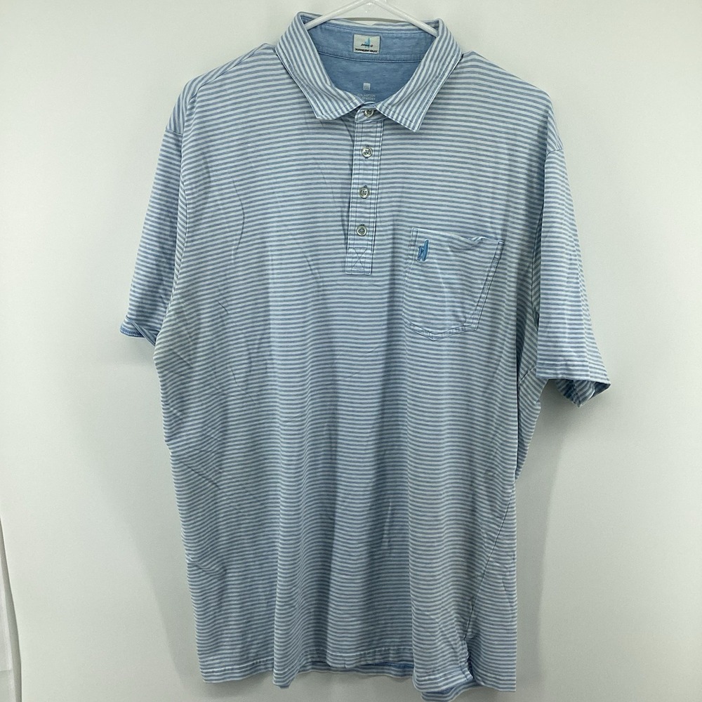 Mens Johnnie-O Hanging Out Short Sleeve Striped Golf Pocket Polo- Blue/white-XXL - Picture 2 of 7